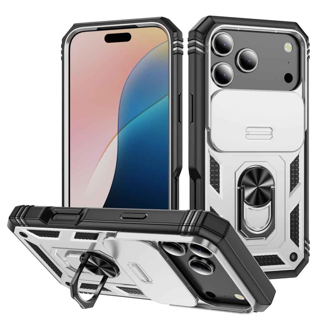 For iPhone 17 Pro Case TPU + PC Slide Camshield Kickstand Phone Cover