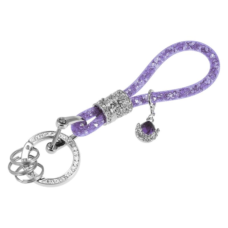 

Автомобильный брелок для ключей, автомобильный брелок из искусственного кристалла, кольцо для брелока, аксессуары с блестящими стразами, замена розового универсального цвета