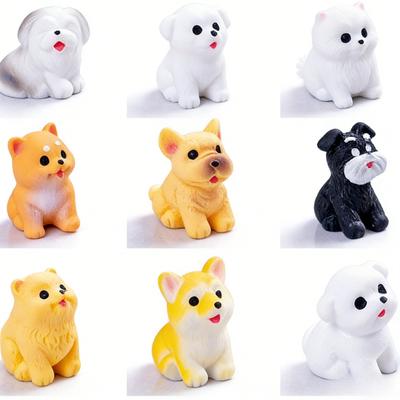 9 Stück/Set Kunstharz Handwerk Miniaturfigur Winzig Für Bonsai Mikrolandschaft Feengarten Dekor Niedlicher Kleiner Hund Welpe Tier Dekoration
