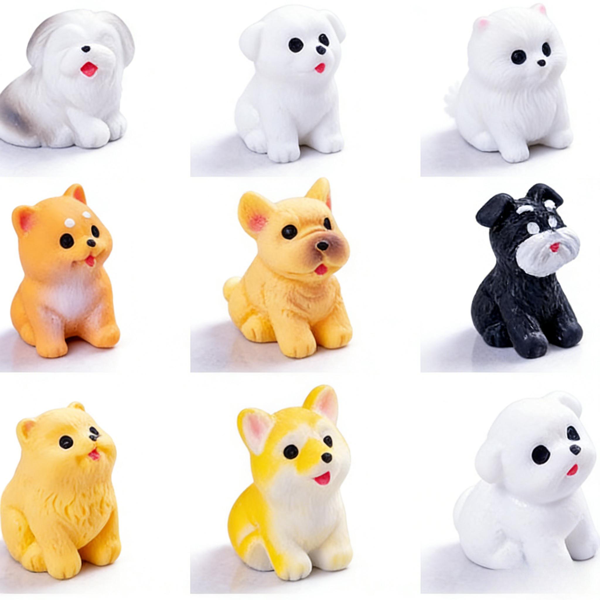 

9 шт./комплект Изделия из смолы Миниатюрная фигурка Крошечная Для бонсай Микроландшафт Сад фей Декор Милая маленькая собака Щенок Животное Украшение