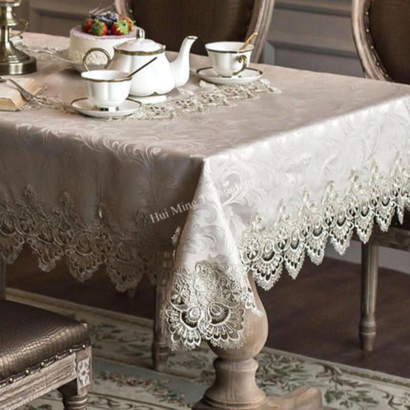 Embroidered Tablecloth Dining Table Blanket Small Grey Lace Table Table Flag Flag Pillow Set | Layer