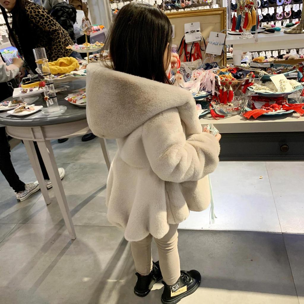 Autunno Inverno Abbigliamento Bambini Cappotto Bambina Spesso Dolce Pelliccia Moda Pelliccia di Coniglio