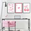 3Pcs Trendy Pink Bows Wall Art Preppy Watercolor Bows Canvas Posters Prints Girly Aesthetic Wall Decor Pictures for College Apartment Bedroom
