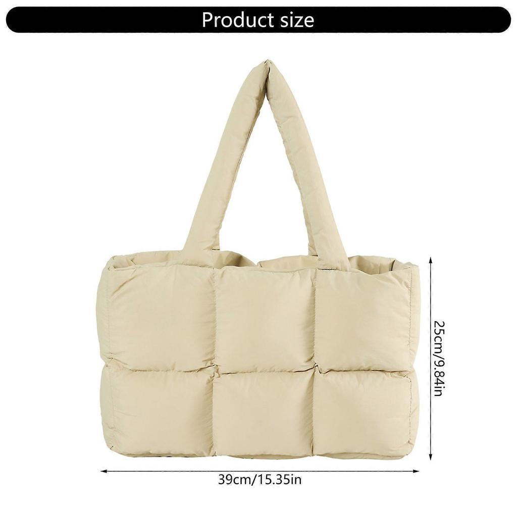 Modern Quilted Carryall Spacious Shoulder Bag For Women Large Capacity Handbag Underarm Bags For Shopping And Commuting  Khaki