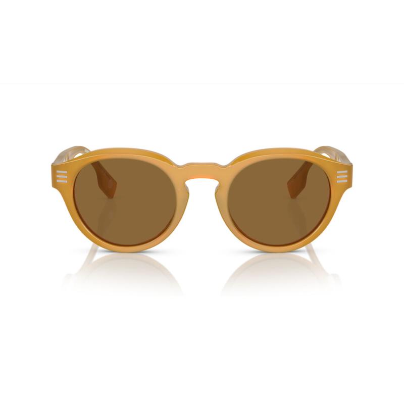 Burberry Temple Letter Acetyl Round Frame Sunglasses Men's Yellow