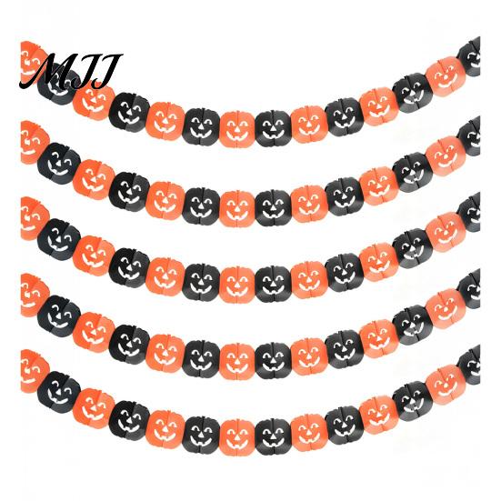 Outdoor Halloween Decor 5 Pcs 10FT Banner, Spooky Spider Bat Skull Ghost Indoor Party Supplies Pumpkin Hanging Bunting Garland for Party, Wall, Mantle