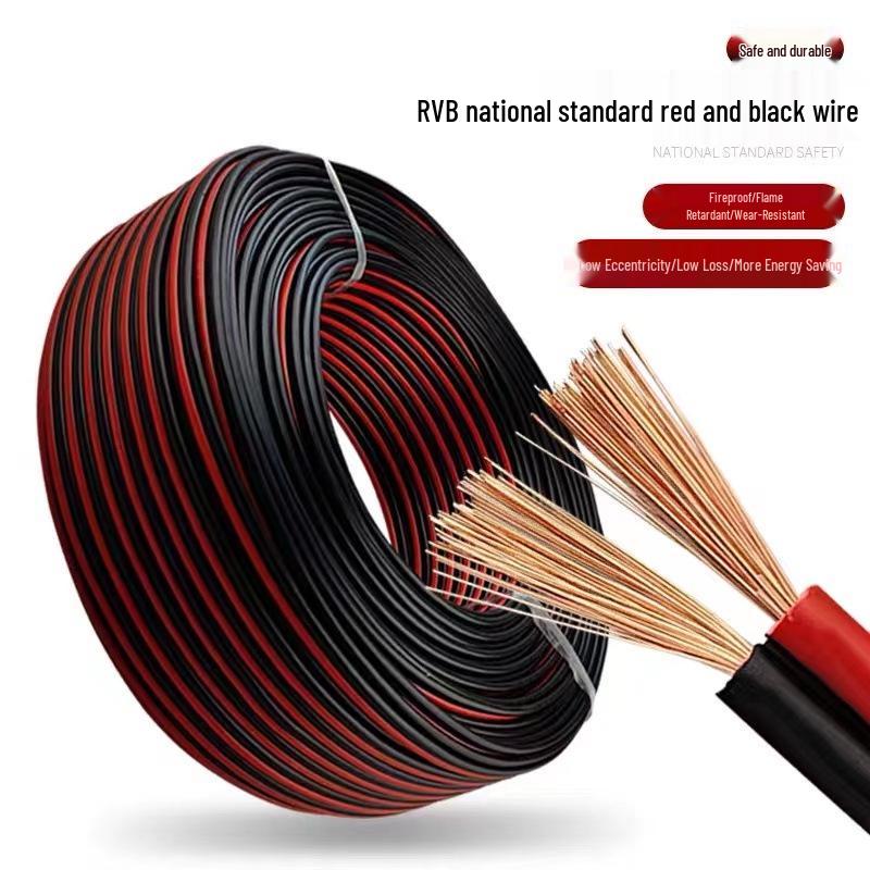 National Standard 0.5 Sq RVB Red/Black Parallel Wire for LED/Outdoor Monitoring, 0.3 LED Light Wire, 0.75 Twin Cord