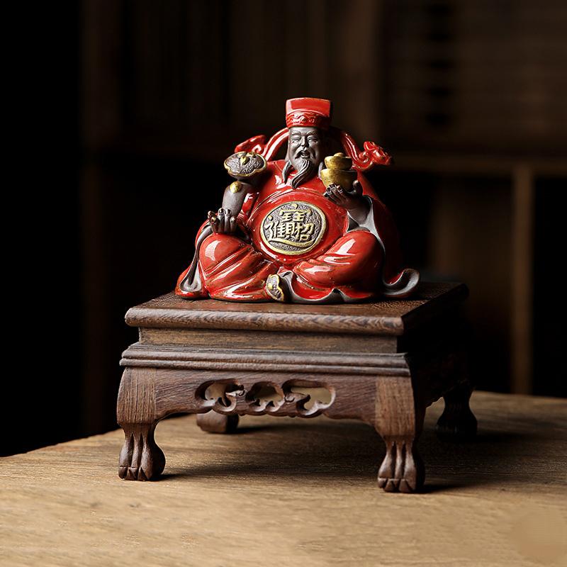 Ceramics God of Fortune Sculptures and Figurines High Quality Home Living Room Office Wealth Luck Feng Shui Decor Statue