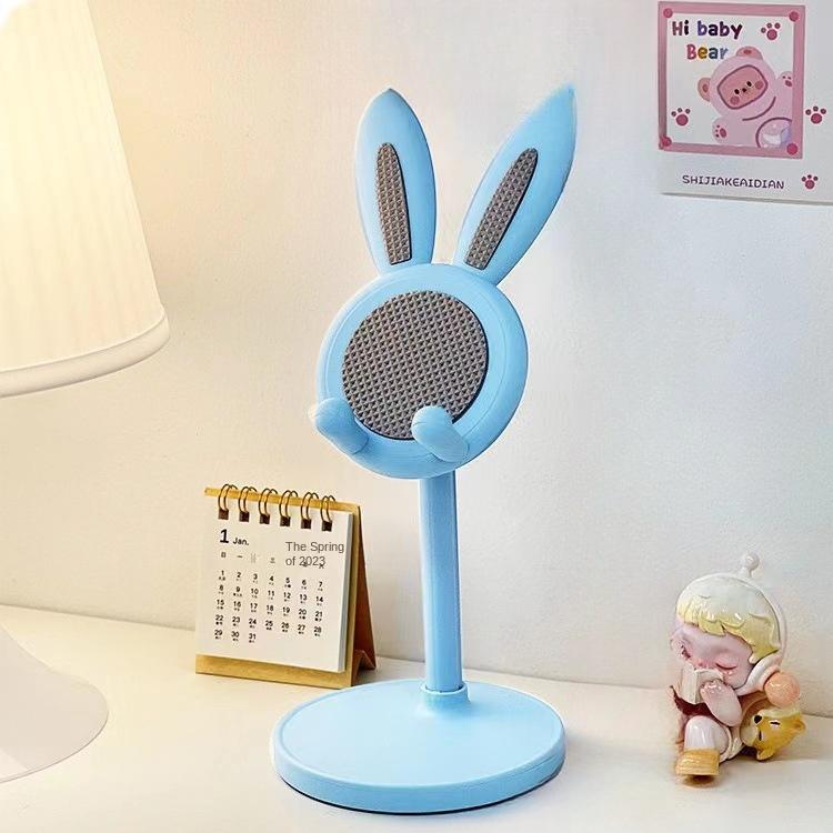 Flexible Adjustable Cartoon Rabbit Phone & Tablet Stand with Telescopic Desktop Holder, ABS Material, for Home & Office Use