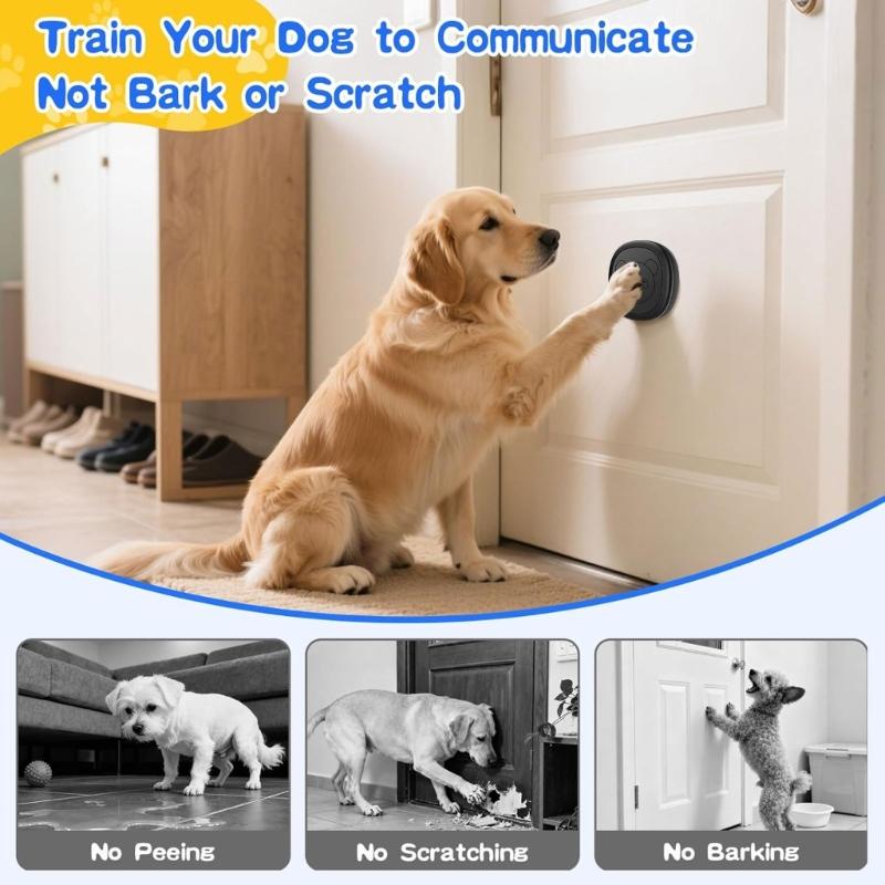 Wireless Pet Entry Notification System With 55 Song Selections Simple Attachment For Dogs Prevents Your Door From Damage