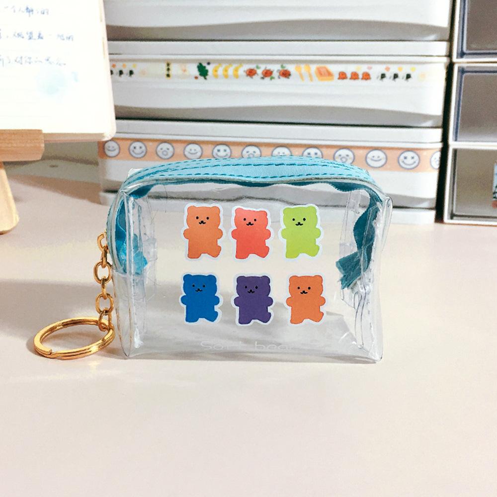Kreative Bären Transparente Mädchen Münzbörse Kinder PVC Reißverschluss Kleingeldbörse Damen Mini Lippenstift Geldbörse Kaninchen Schlüsselkarten Tasche