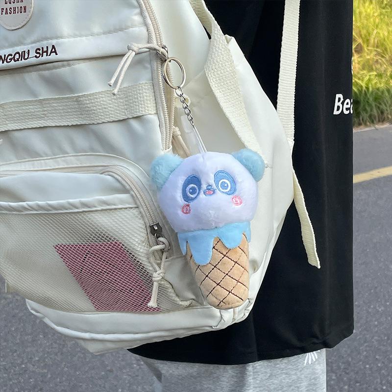 Creative Cartoon Cone Panda Keychain Pendant Ice Cream Hanger Doll Cute Bag Accessories