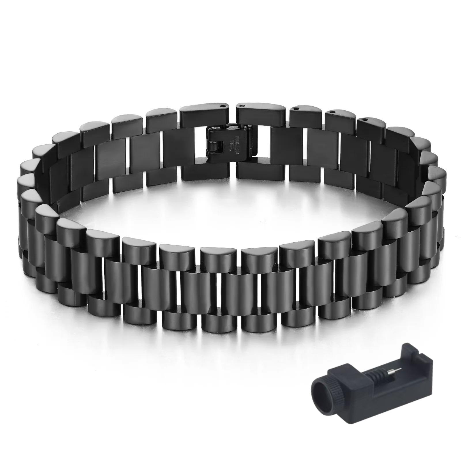 

Stainless Steel Adjustable Bracelet Chain Luxurious Men s Bracelet Attached Adjustment Tools A Gift for My Father 12MM&20CM