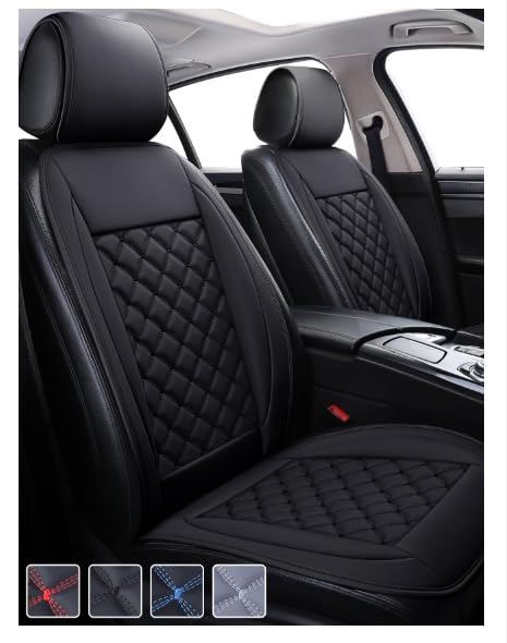 Car Apron Type PU Leather Seat Cover Easy Clean Mounted Car Seat Cushion PU Seat Cover Universal Car Item Color 2 Piece Leather-like (Black (Line