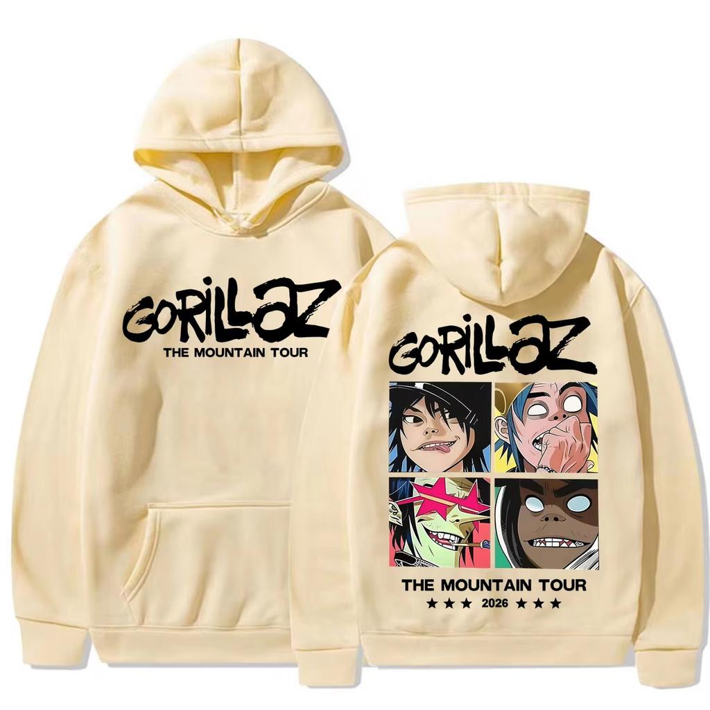 Gorillaz Band The Mountain 2026 Tour Hoodies Men Women Harajuku Gothic High Street Sweatshirt Casual Soft Cotton Sweatshirt