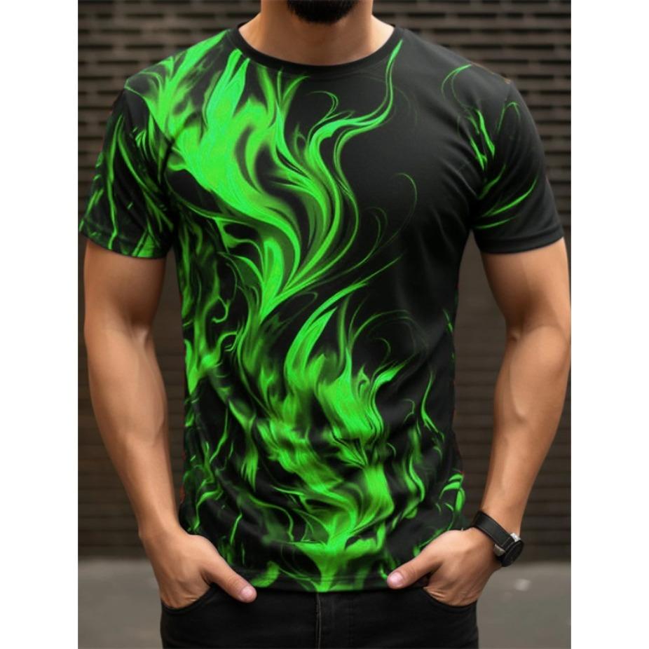 Fashion Men's Trend T-Shirts Short Sleeve Flame Series 3d Printed Street T Shirt 6XL Plus Size O-Neck Casual Tops