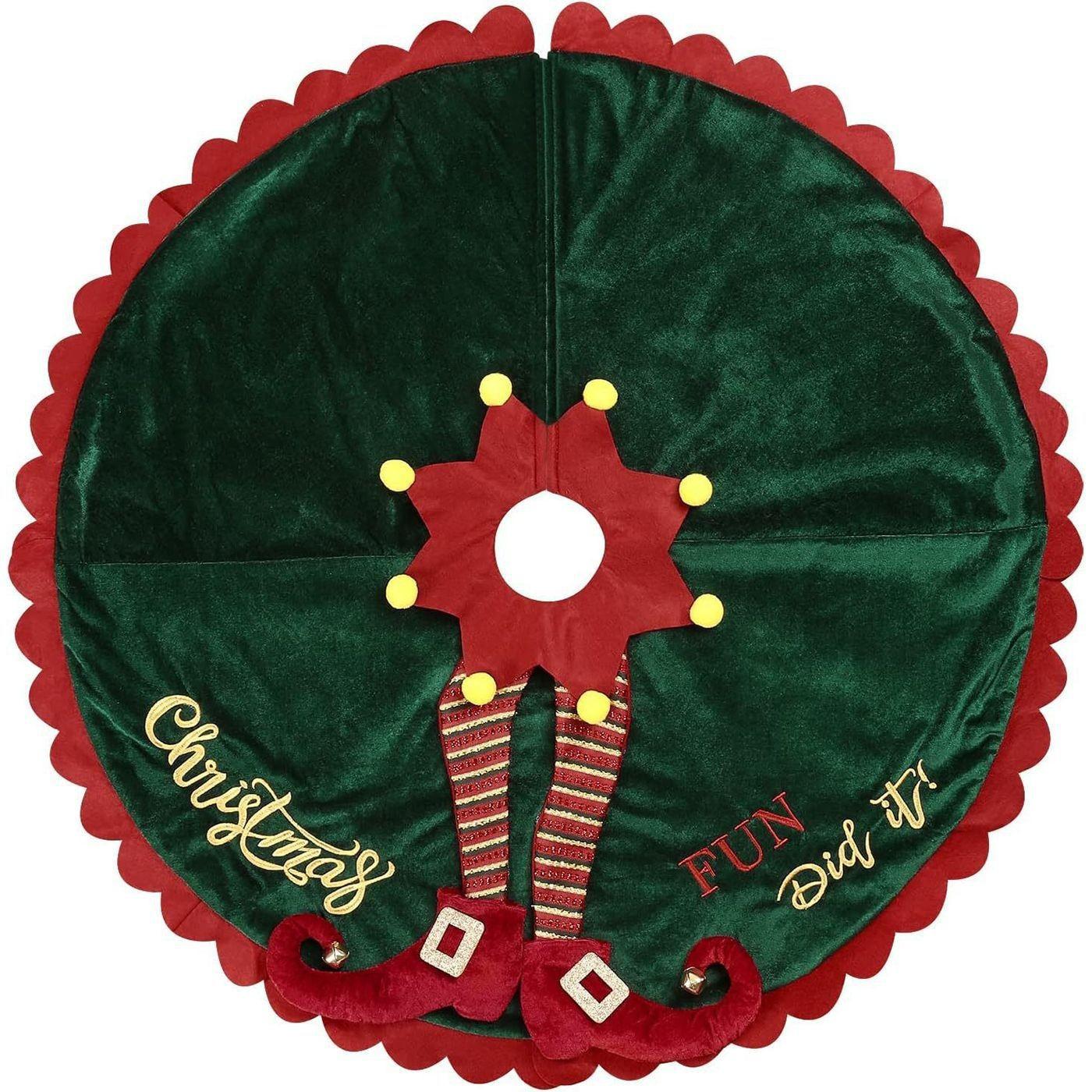 

Knitted Christmas Tree Skirt 24/36inch Knitted Thick Multiple Choices for Christmas Decorative Tree Skirt Gifts Festive Supplies Diameter 60CM зелений