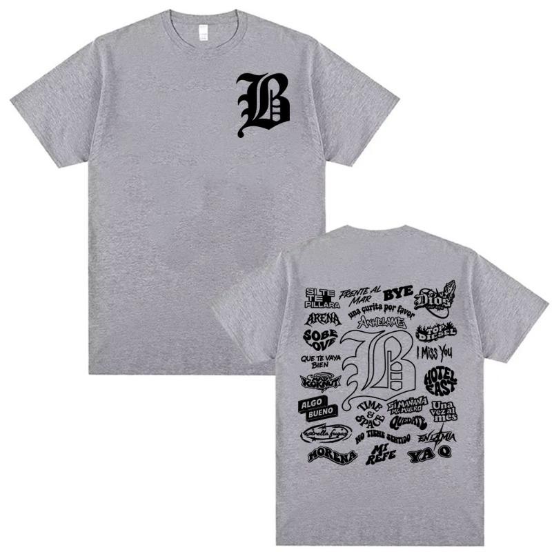 

Rapper Beele Borondo Letters Printed TShirt Men s Clothing Oversized Hip Hop Classic T-shirts Harajuku Fashion Trending T Shirts M срібний