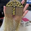 Luxury Beaded Decoration Diamond Tassel Epaulets Detachable Rhinestone Shoulder Brooch Sparkling Brooch Epaulet