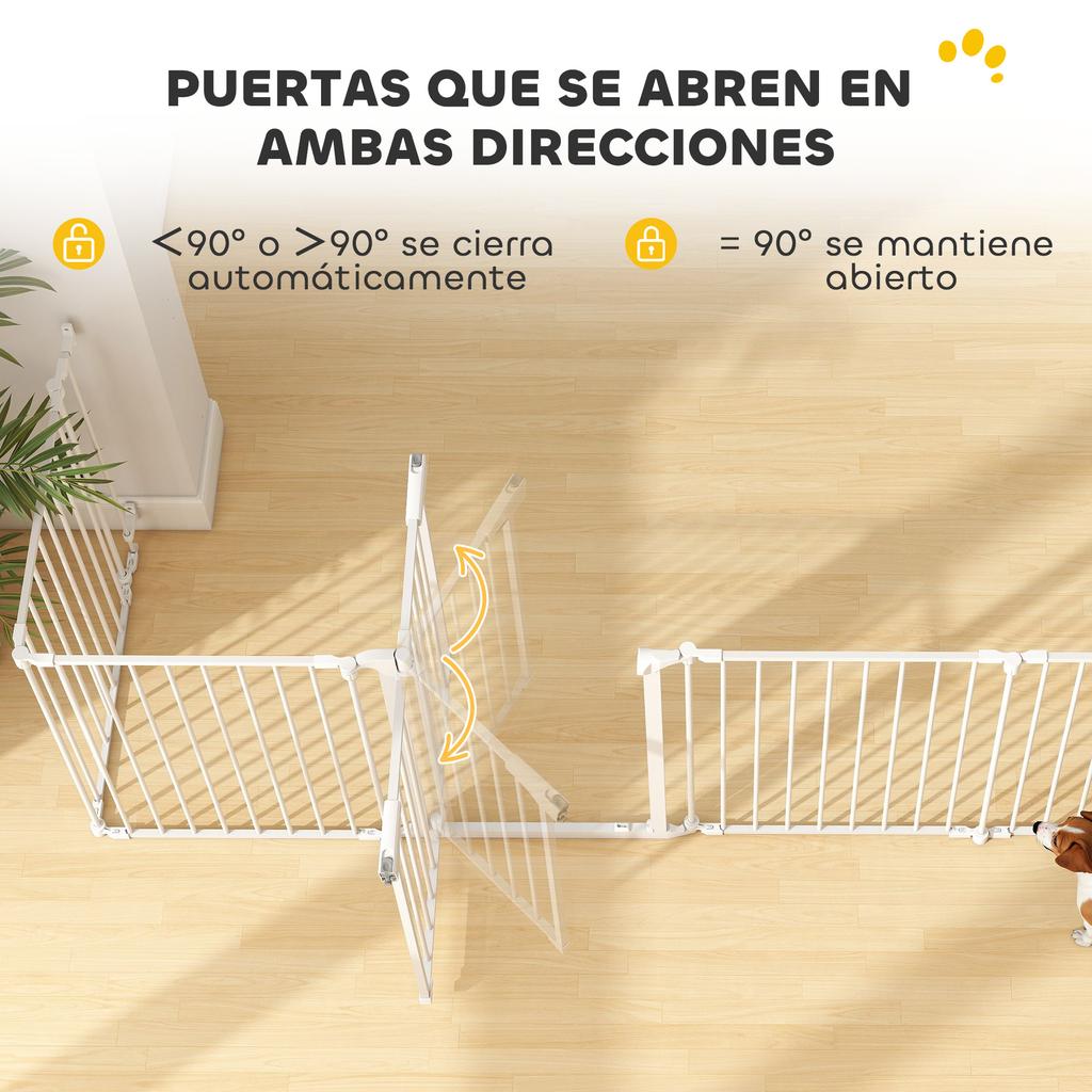 Foldable Dog Gate, 6-Panel Pet Fence, Double-Locking, White