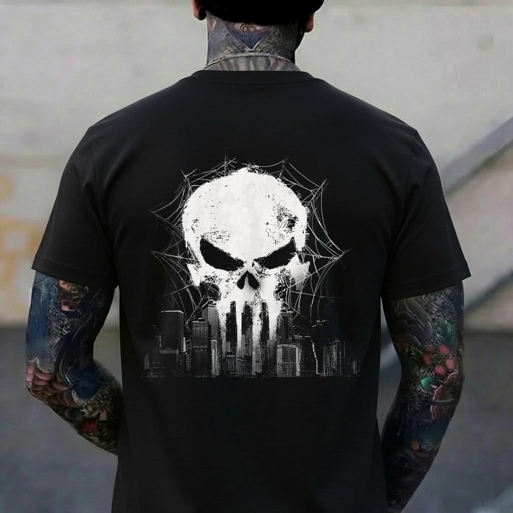 Marvel Studios Spider-Man Day Punisher Skull NYC T-Shirt L