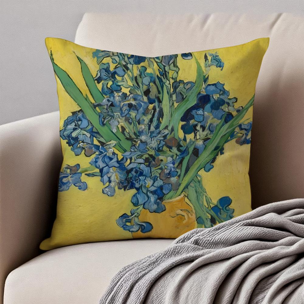 Post Impressionism VVincent Willem van Gogh Cushion Cover Pillowcase Antidustmite Invisible Zipper Short Plush Sofa Cushion