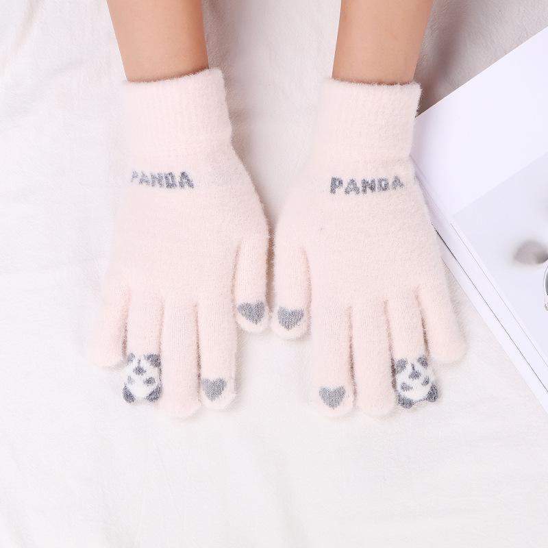 New knitted cartoon gloves plush cold-proof gloves women's winter warm plush thickened student gloves