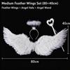 Halloween Christmas Devil Wings Cosplay Angel Wing  Wands Sets White Angel Fairy Feather Wings Wedding Birthday Party Props
