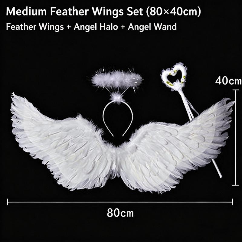 Halloween Christmas Devil Wings Cosplay Angel Wing  Wands Sets White Angel Fairy Feather Wings Wedding Birthday Party Props