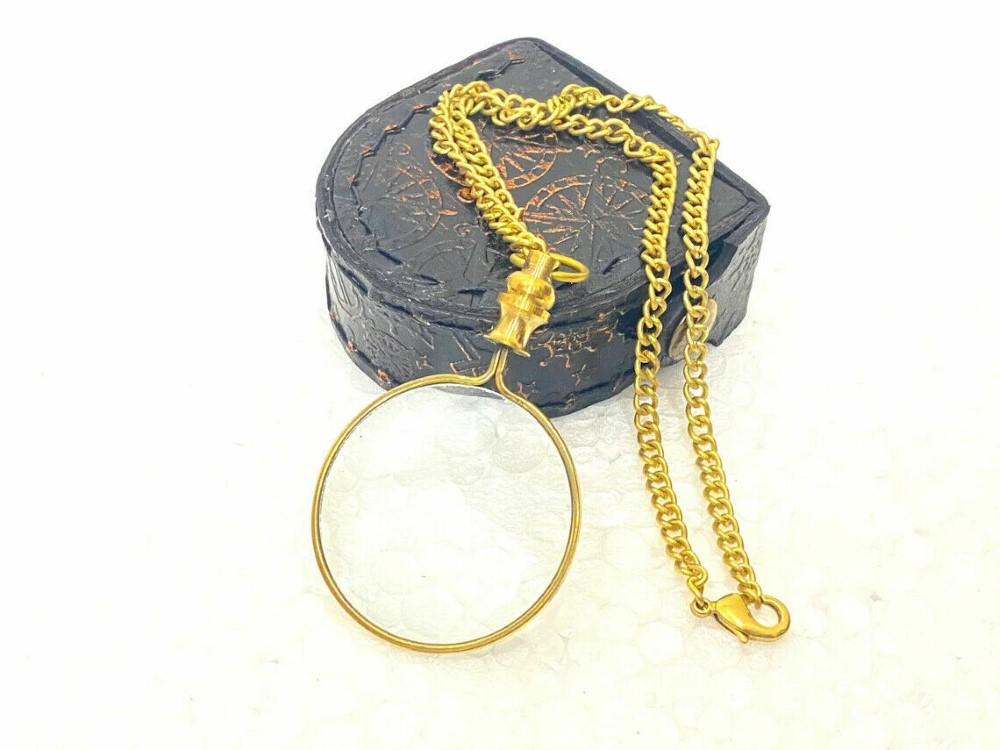 Pocket Magnifying Glass & Leather Box 20X Pocket Monocle Costume Antique Retro,