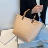 Yogodlns Sommer Stroh Tasche Frauen Große Kapazität Strand Tasche Weben Handgemachte Griff Tasche Mode Kintted Tote Tasche Urlaub Große Handtasche
