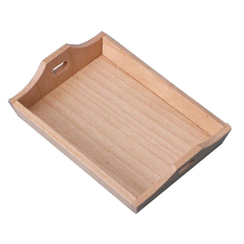 2PCS Dollhouse Miniature Food Tray Set Wood Box for Kids Doll House Kitchen Toy Enhancing Imaginative Play and Fine Motor Skills