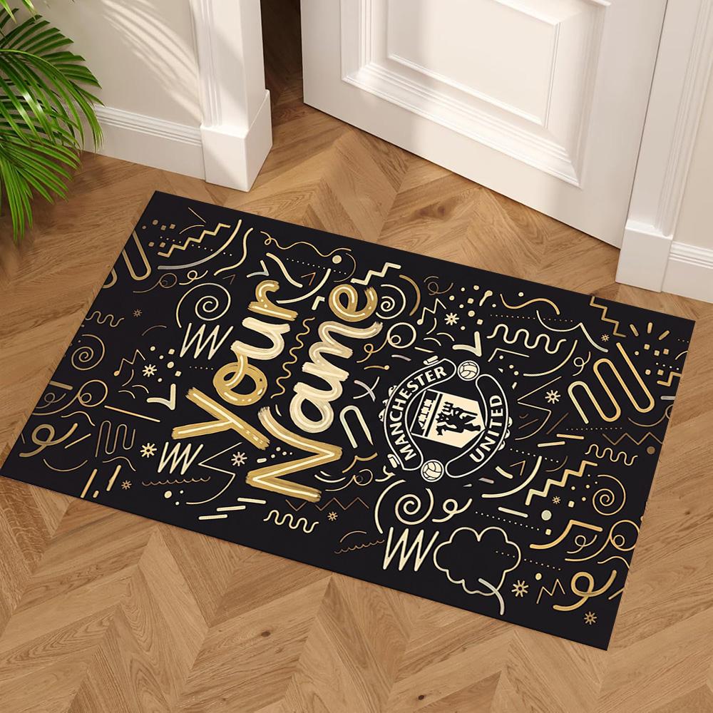 Manchester Customized Name Floor Mat Design for Playrooms Study room Outdoor Hallway Anti-slip Rug Decorate Offices Perfect Gift for Friends & Family
