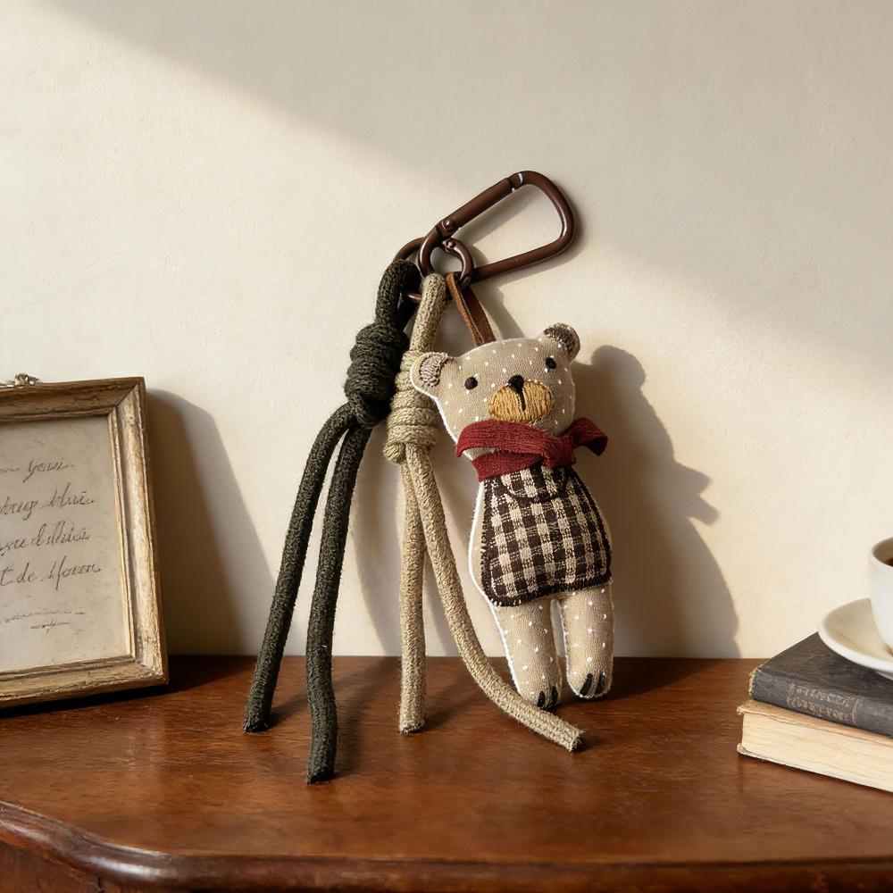 Braided Lanyard Vintage Bag Keychain Cartoon Animal Pendant Keyring Lanyard Charm  Bag Decoration