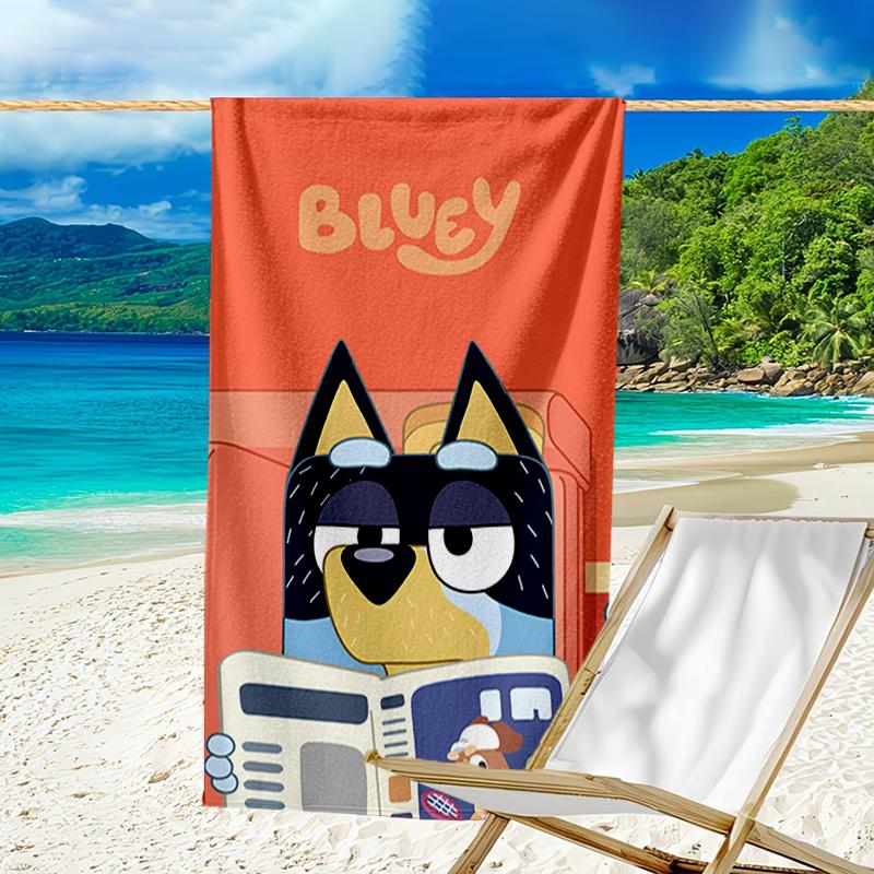 Itin minkštas paplūdimio rankšluostis su Bluey tema, idealus baseinui - stovyklavimui, nardymui - puikus kelionės daiktas, ryškus paplūdimio rankšluostis.