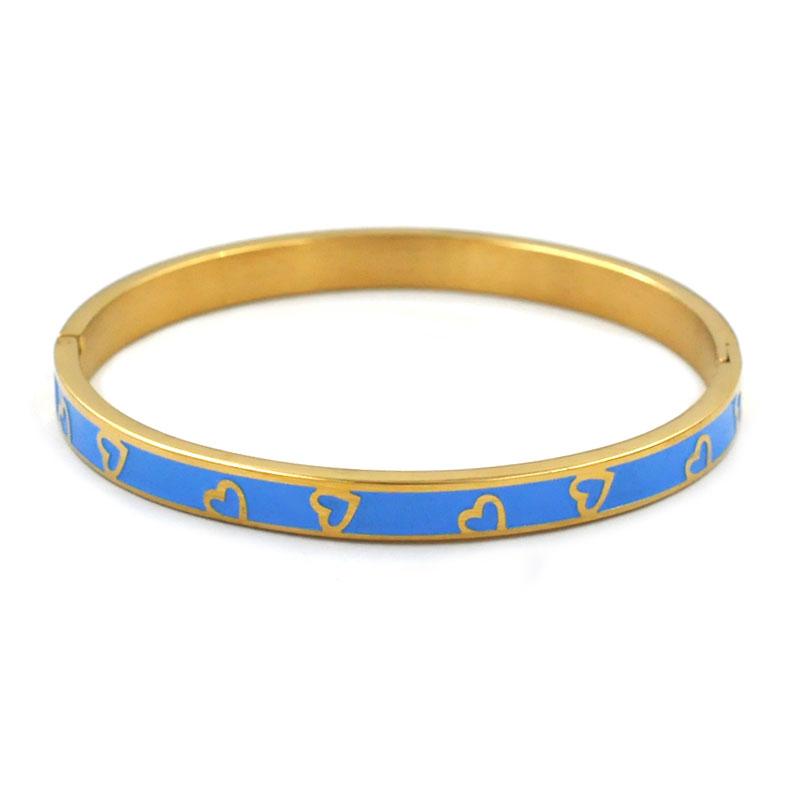 Fashion Enamel Bangles Stainless Steel Love Bracelets for Women Heart Chain Jewelry Friendship Lucky Gift Bijoux