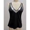 Women's Solid Color Sleeveless V-Neck Glitter Wide Strap Vest