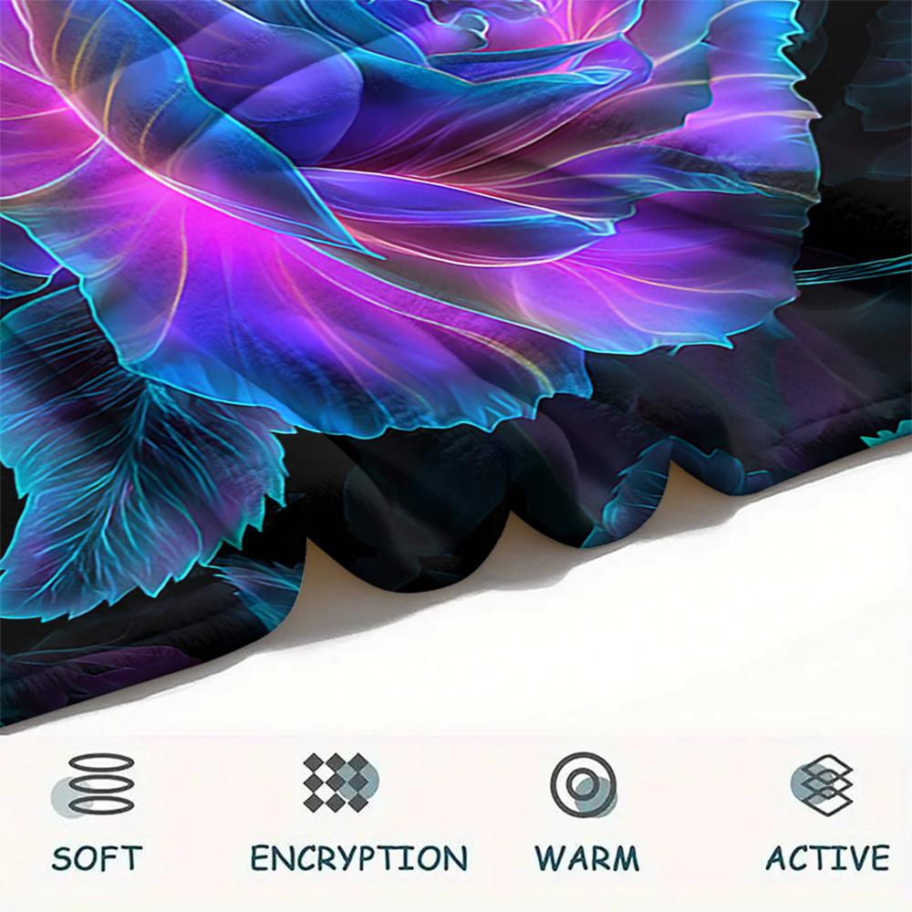 Rose Print Flannel Blanket, High Quality Comfortable for All Seasons, Home Decor, Warmth and Comfort, Perfect for Christmas Gifts