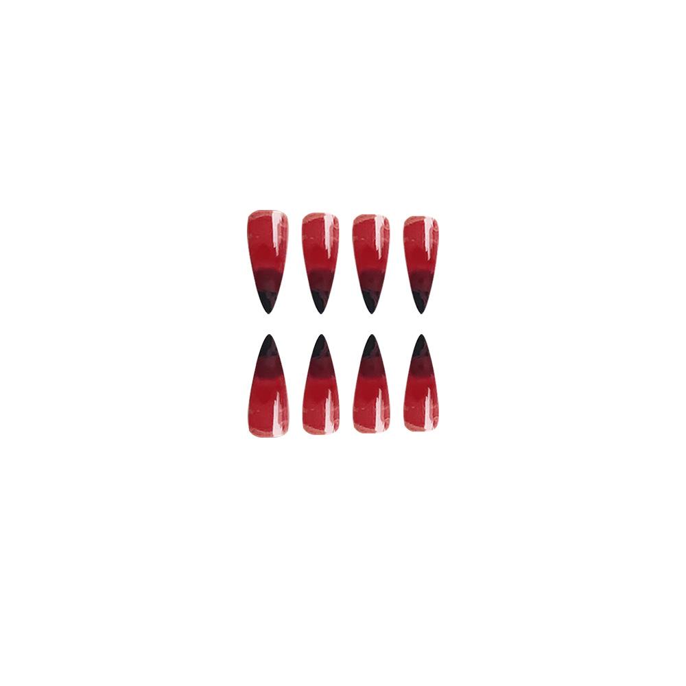 24 Stück Blutrot Falsche Nägel Gradient Lange Spitze Falsche Nagelpatches Vollabdeckung Tragbare Falsche Nagelspitzen Halloween Maniküre-Sets