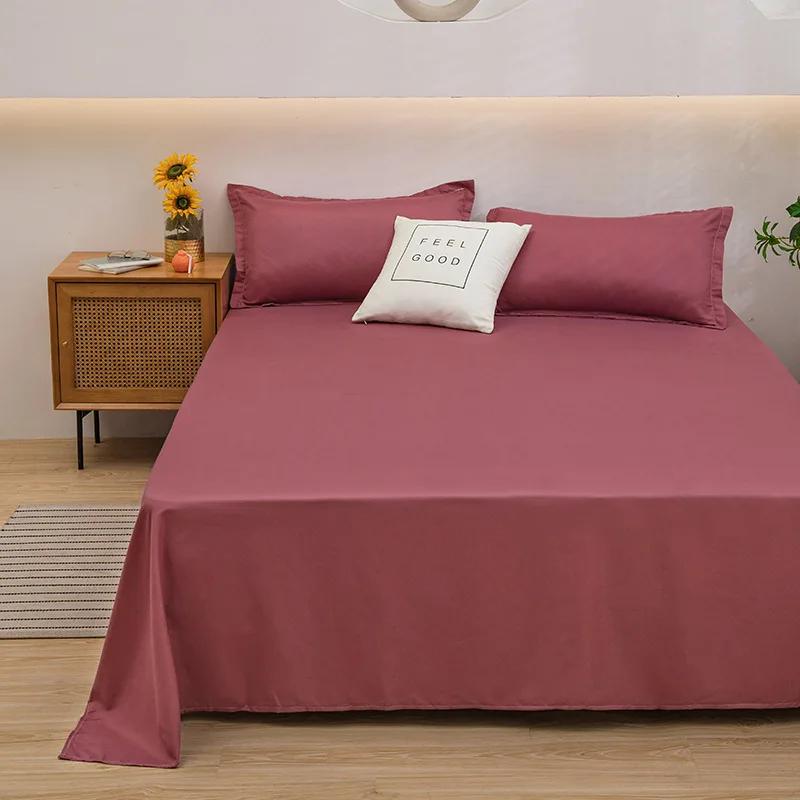 Bed Flat Sheet for Double Bed Plain Solid Color Sheets Single/Queen/King Flat Bedsheets Soft Home Bed Sheets Student Dormitory