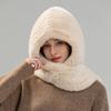 Rex Rabbit Fur Hat Scarf Integrated Snow Cap Winter Warm Ear Protection Shawl Windproof Cap Outdoor Men's and Women's