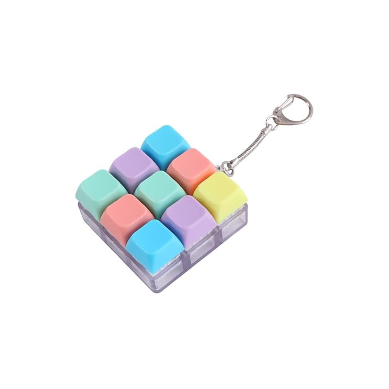 9-Button Fidget Keyboard Keychain, Stress Relief Finger Toy for Adults, Color Fidget Keyboard (A)