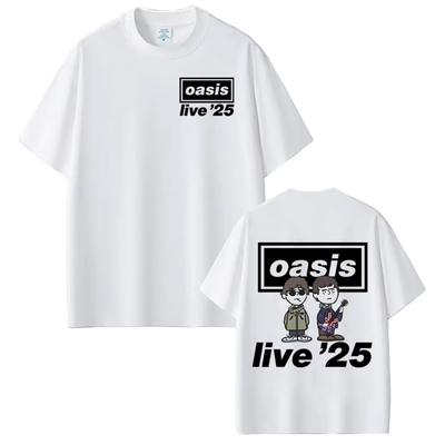 Rockband O-Oasis Live 25 Tour T-Shirt Herren Damen Cartoon Vintage Oversized T-Shirts Hochwertige Baumwolle Kurzarm T-Shirts