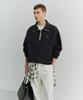 Deonseuteupomaen Leather Logo Half Zip-Up Sweatshirt_Unisex_Udts6A107_French Navy