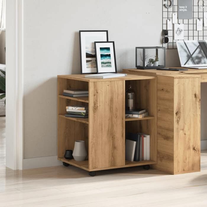 VidaXL Armoire roulante chêne artisanal 60x53x72 cm bois d'ingénierie, armoire, armoire de bureau roulante, organisateur de 856659