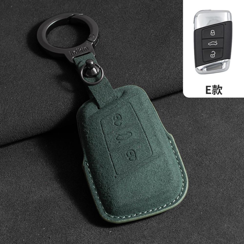 For VW Alcantara Key Shell Full Protection for Touareg Tayron Tiguan L Sagitar Lamando L Magotan CC ID4 Case