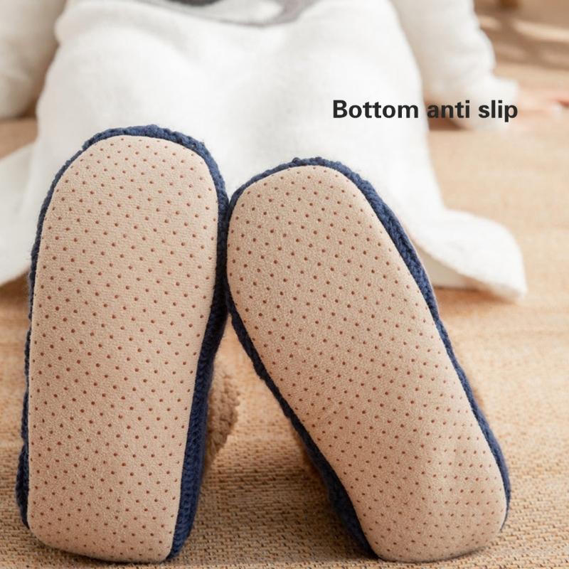 Unisex Thermal Knit Ankle Socks for Cold Weather Nonslip Grip Bottom Soles Floor Socks Thick Fleece Lined Slipper Socks