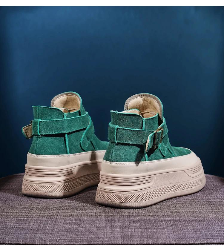 Platform Women's Short Ankle Boots Suede Belt Buckle Designer Flats Brand 2025 Trend Walking Comfort Winter Suede Sneakers