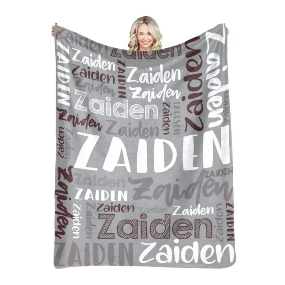 30 Colors Personalized Name Flannel Blanket For Girls Boys Letter Monochrome Customized Baby Adult Name Blanket Birthday Gift