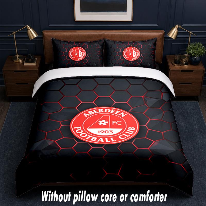 Set Biancheria da Letto Design Aberdeen FC 1 Copripiumino + 2 Federe Morbido Traspirante Biancheria da Letto per la Casa